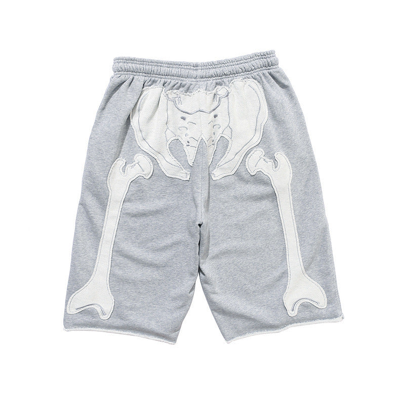 Skeleton Embroidery Shorts