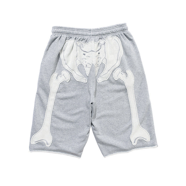 Skeleton Embroidery Shorts