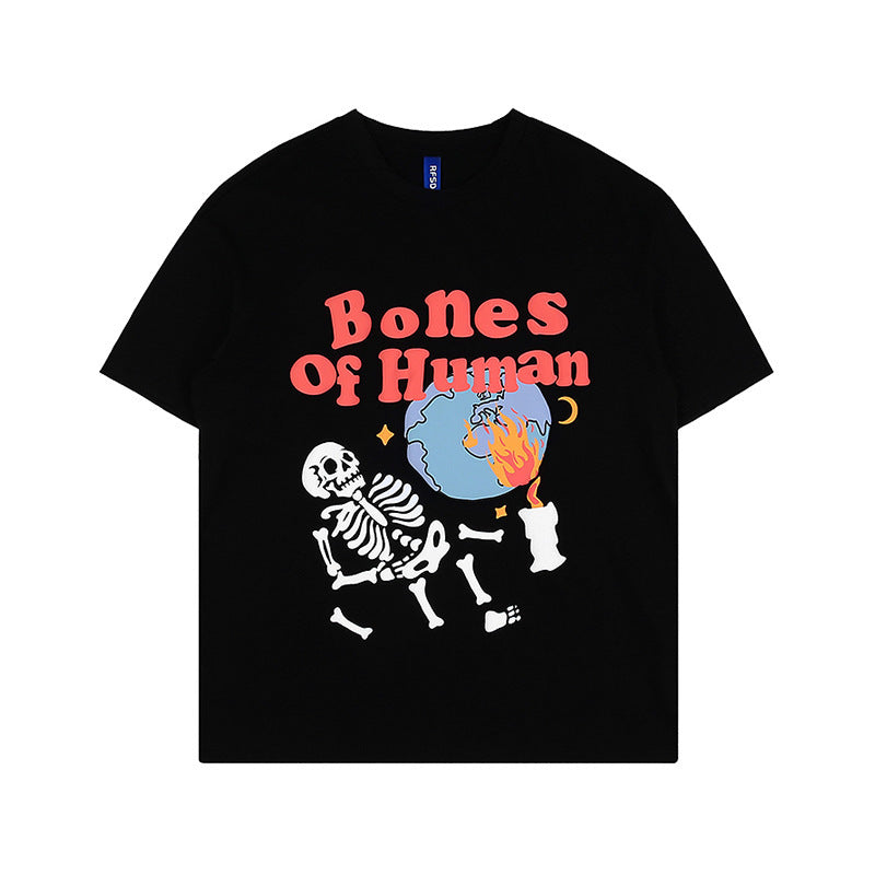 Skeleton Foaming Print T-shirt