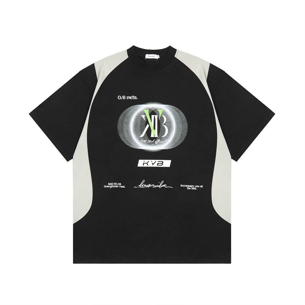 KVB Patchwork Alphabet Print Loose T-shirt