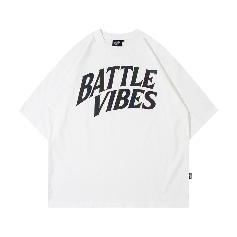 Battle Vibes Letter Print T-shirt