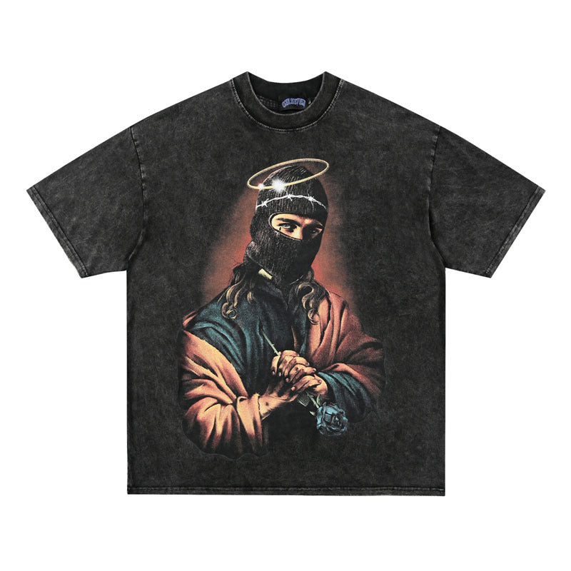 Masked Saint Washed Old Print T-shirt