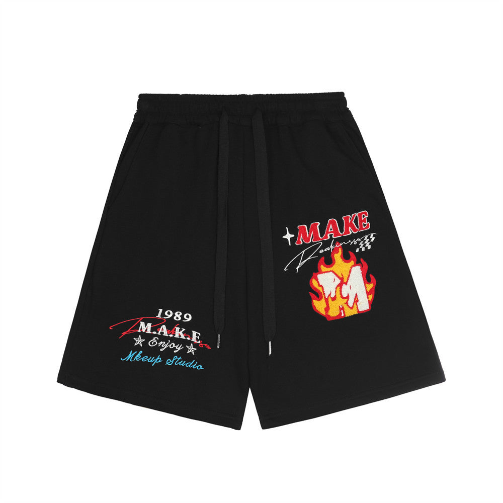 Flame Embroidered Shorts