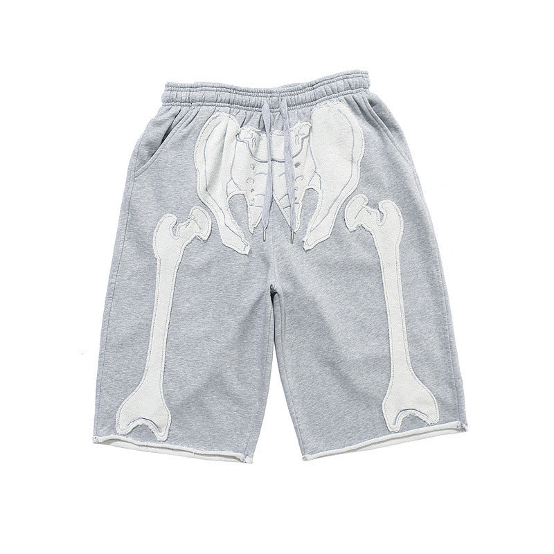 Skeleton Embroidery Shorts