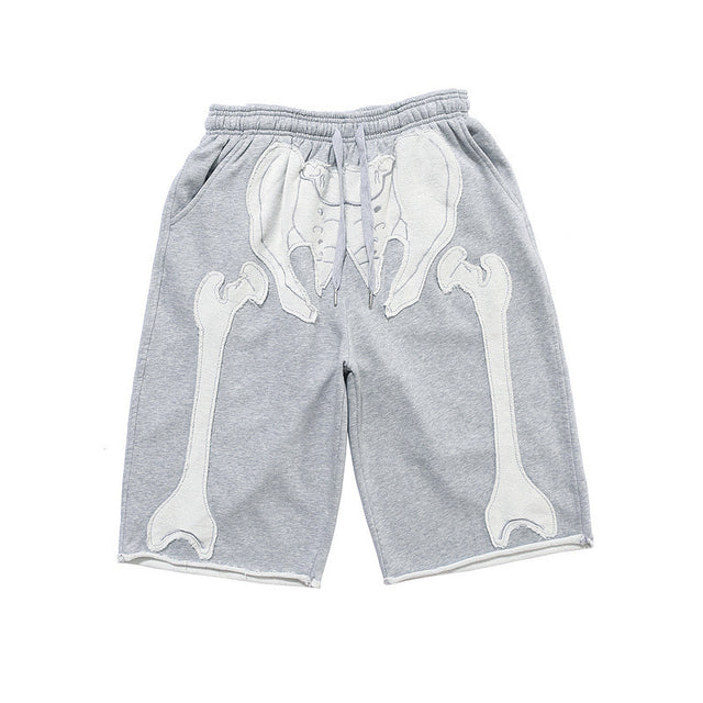 Skeleton Embroidery Shorts