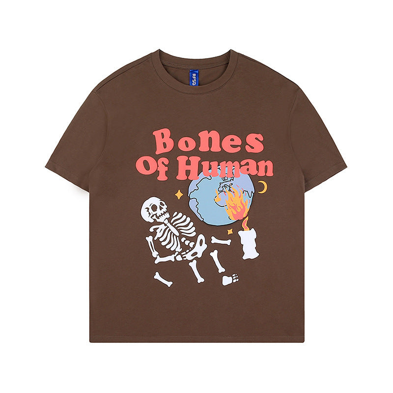 Skeleton Foaming Print T-shirt