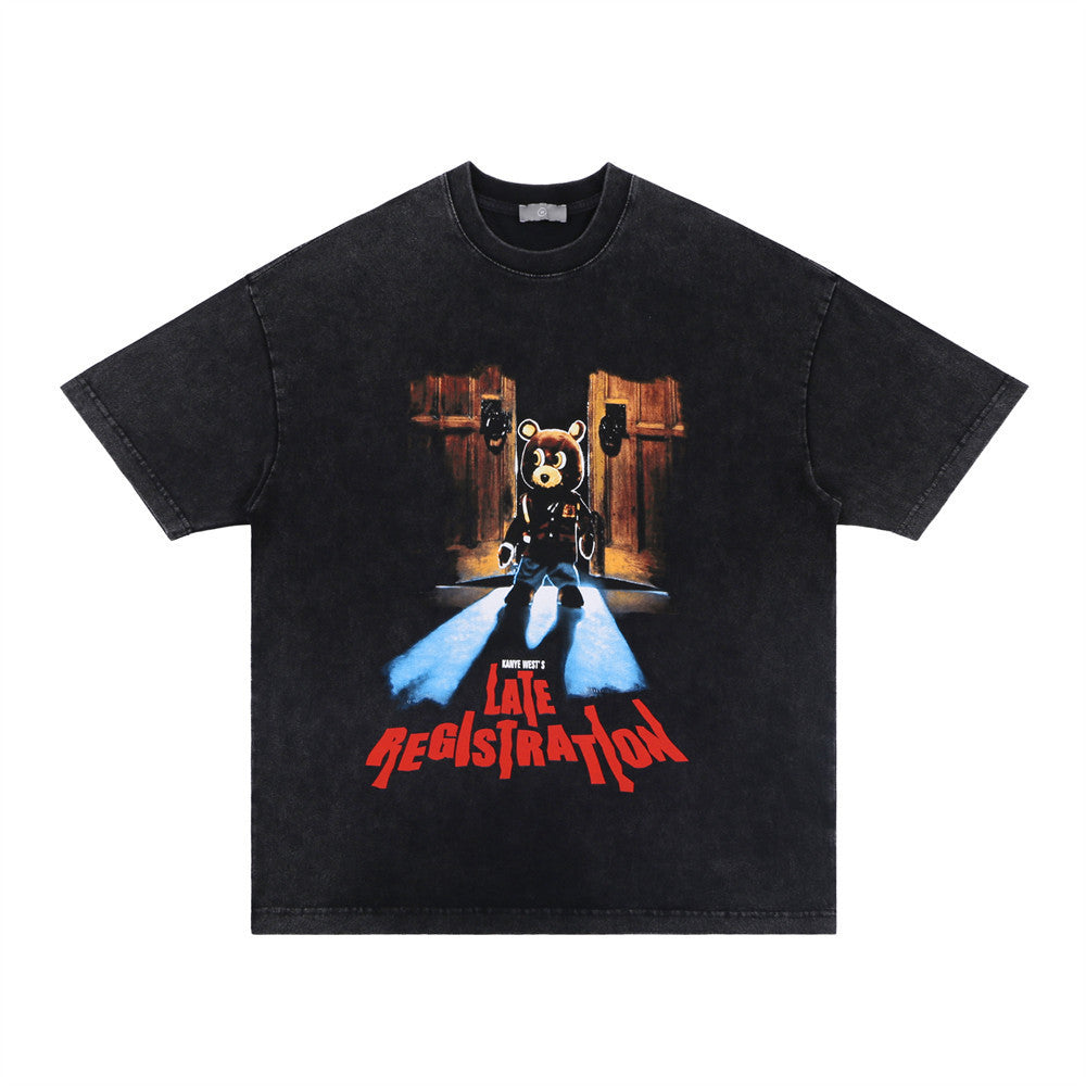 Late Registration Cartoon Bear Printed T-shirt