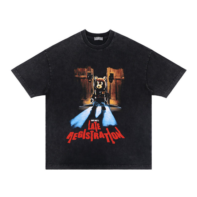 Late Registration Cartoon Bear Printed T-shirt