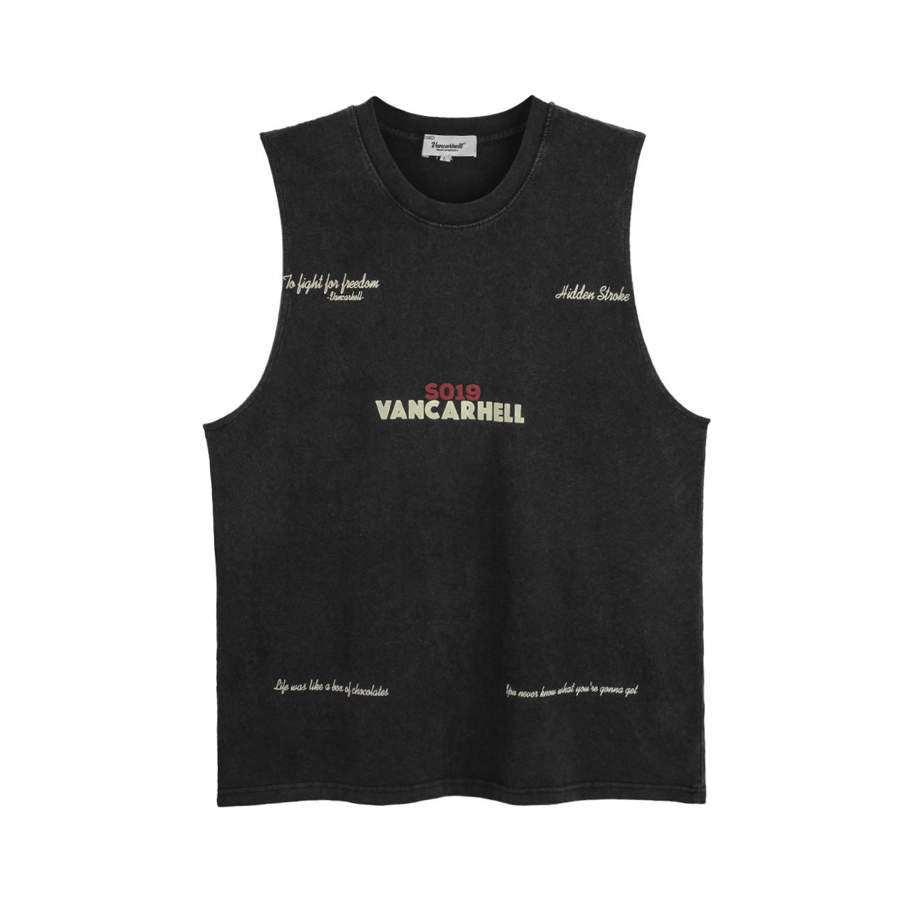 S019 Old Washed Printed Vest