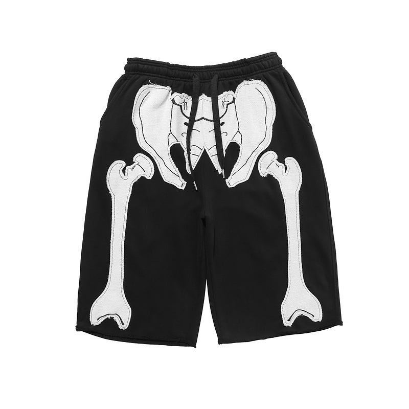 Skeleton Embroidery Shorts