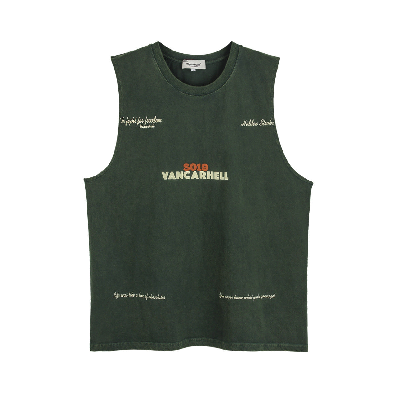 S019 Old Washed Printed Vest