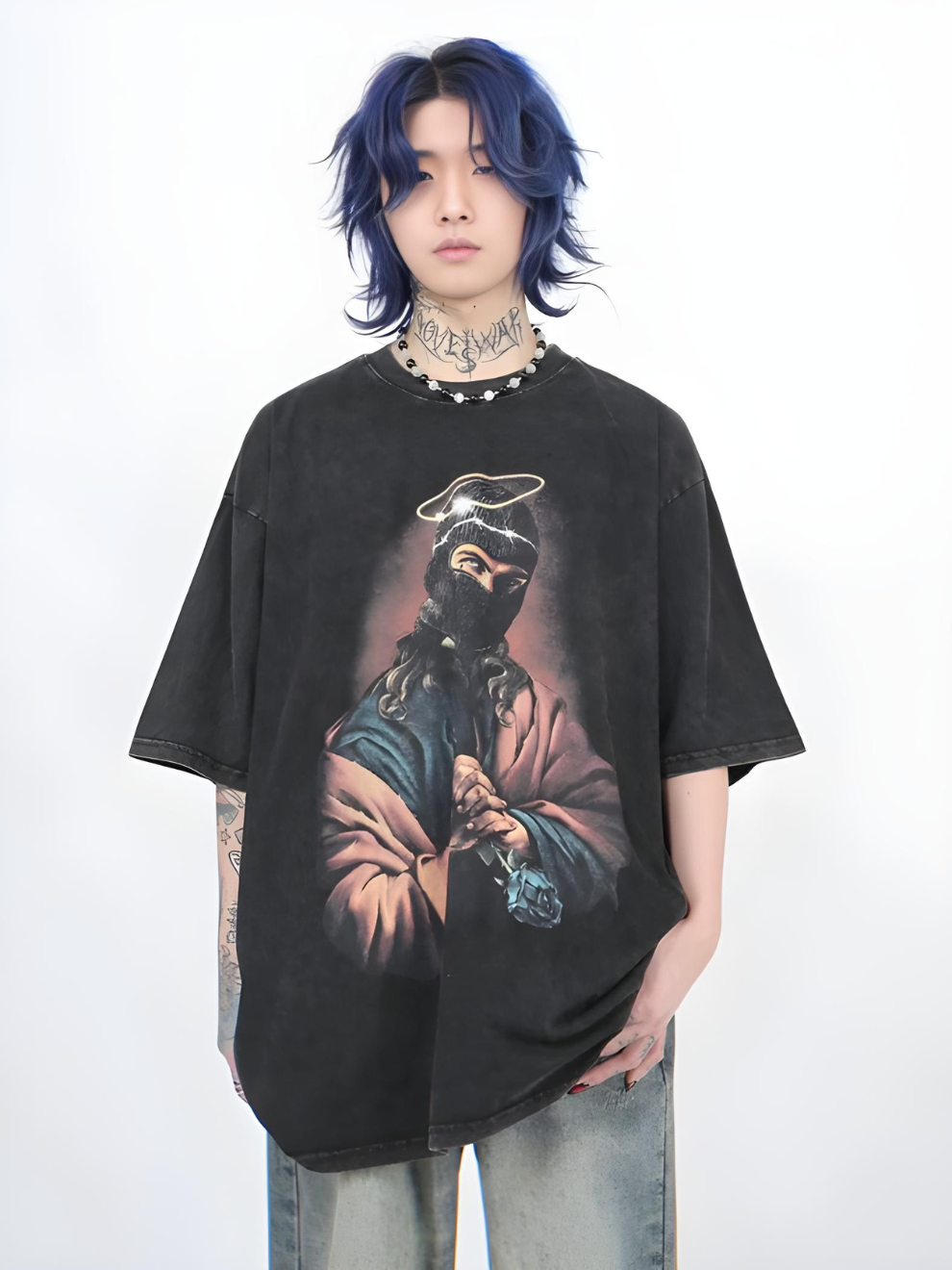 Masked Saint Washed Old Print T-shirt